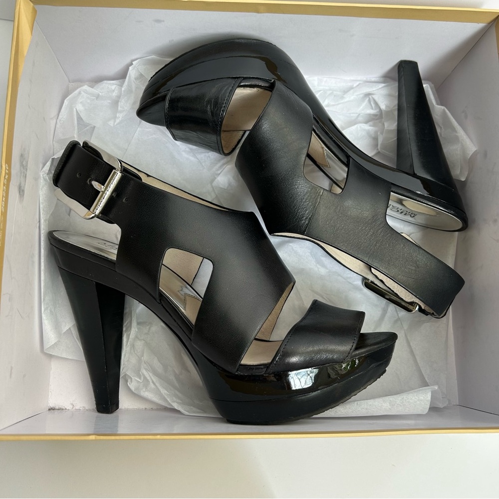 New in box Michael Kors Carla Black Open-Toe Heel platform sandals 7.5M - Picture 9 of 12